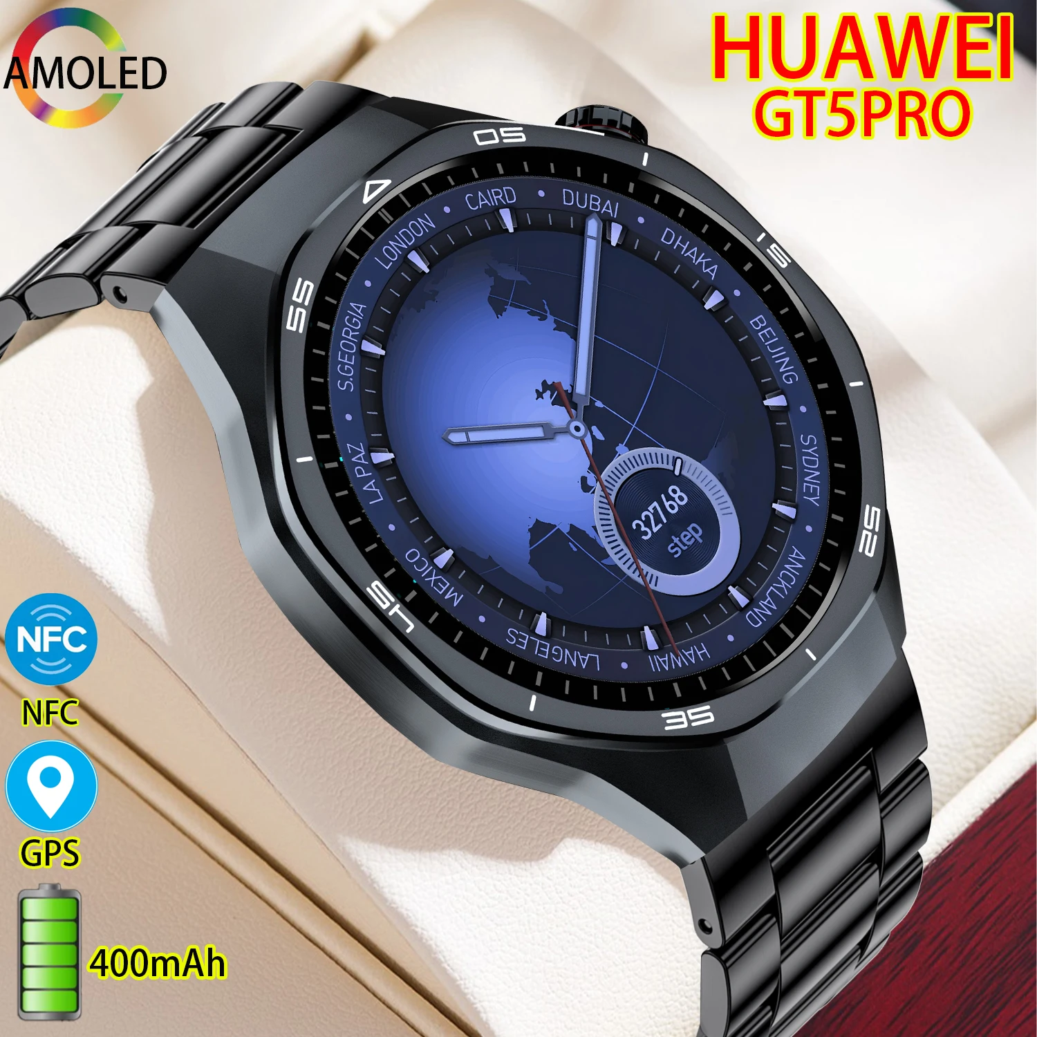 

2024 Новинка для HUAWEI Watch 5 PRO SmartWatch Мужчины GT5 Pro AMOLED HD Экран Bluetooth Вызов GPS NFC Сердечный ритм Спортивные умные часы Женские