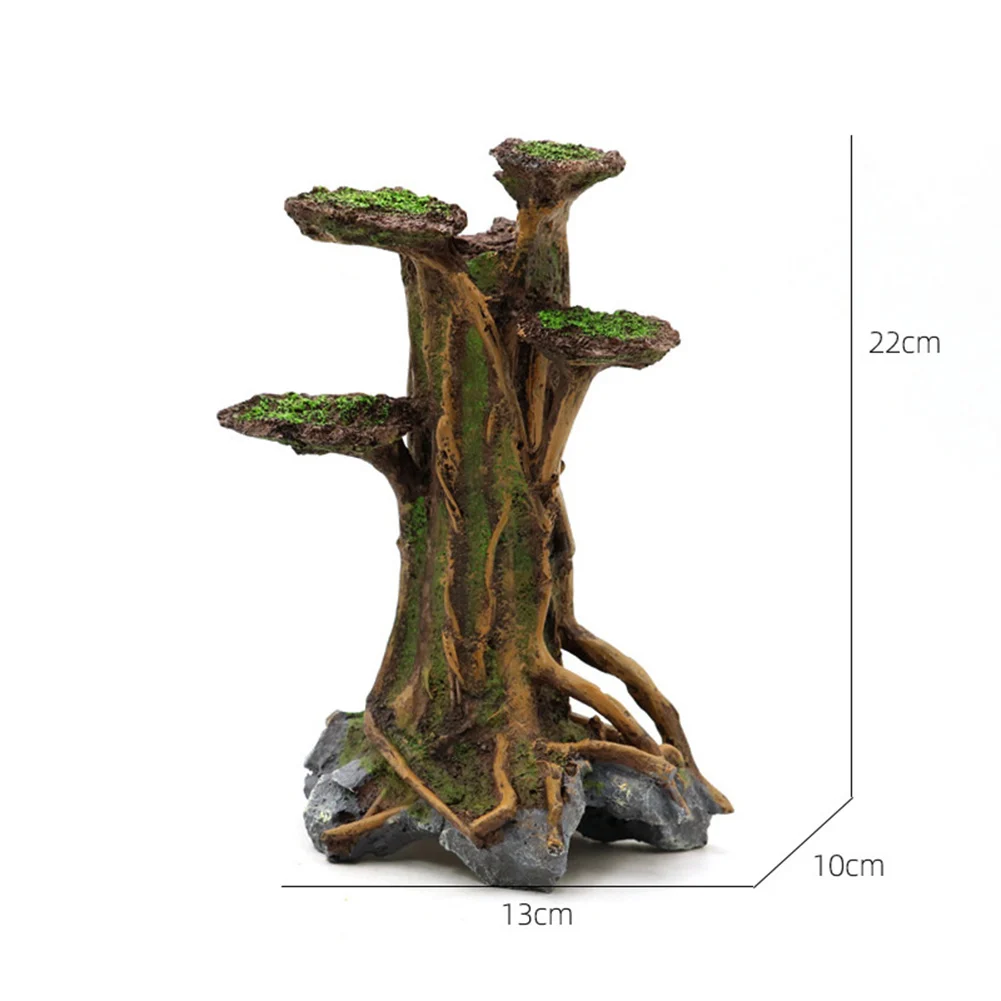 Resin Artificial Ornament Fish Tank Hideouts Cave Structure Decor Aquarium Decoration Mountain Tree View Stone Cave Ornament