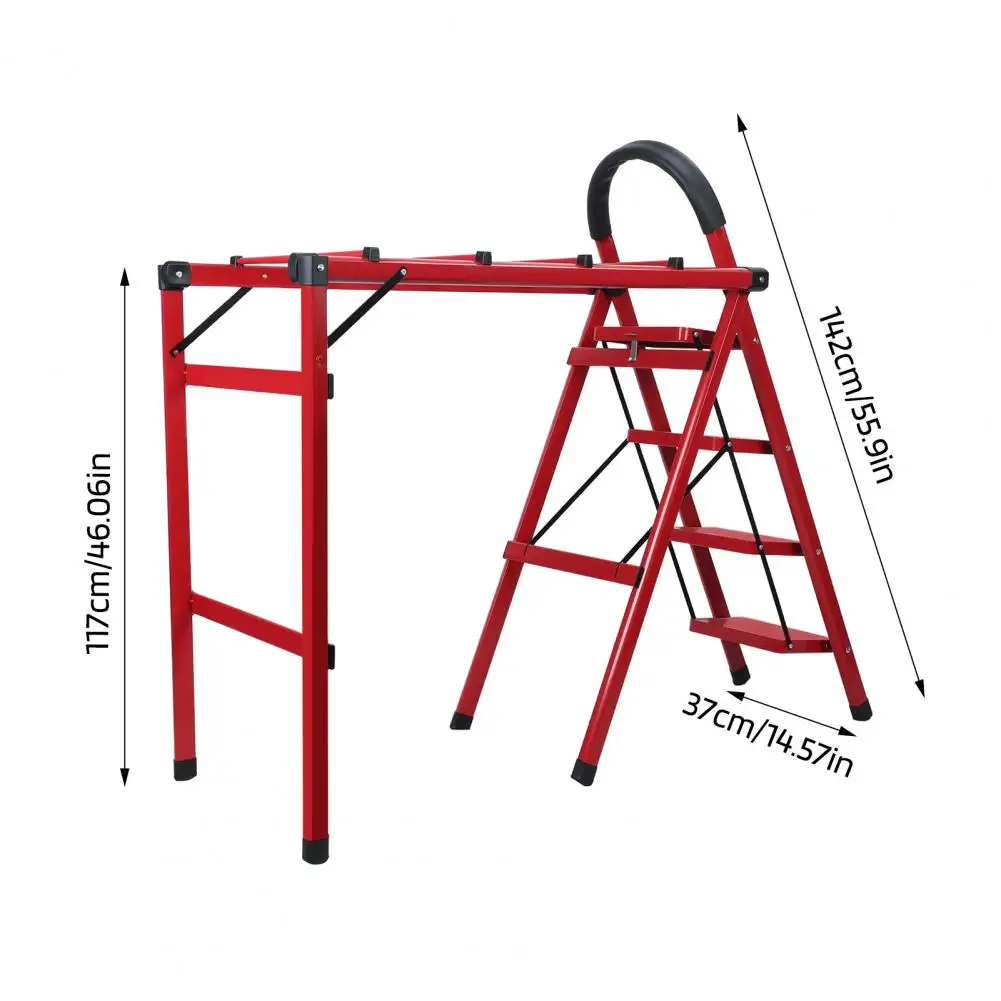 Foldable Drying Rack with Non-slip 4 Step Ladder, 330lb Load Clothing Shoes Drying Holder, Standing Laundry Hanger Rack for Room