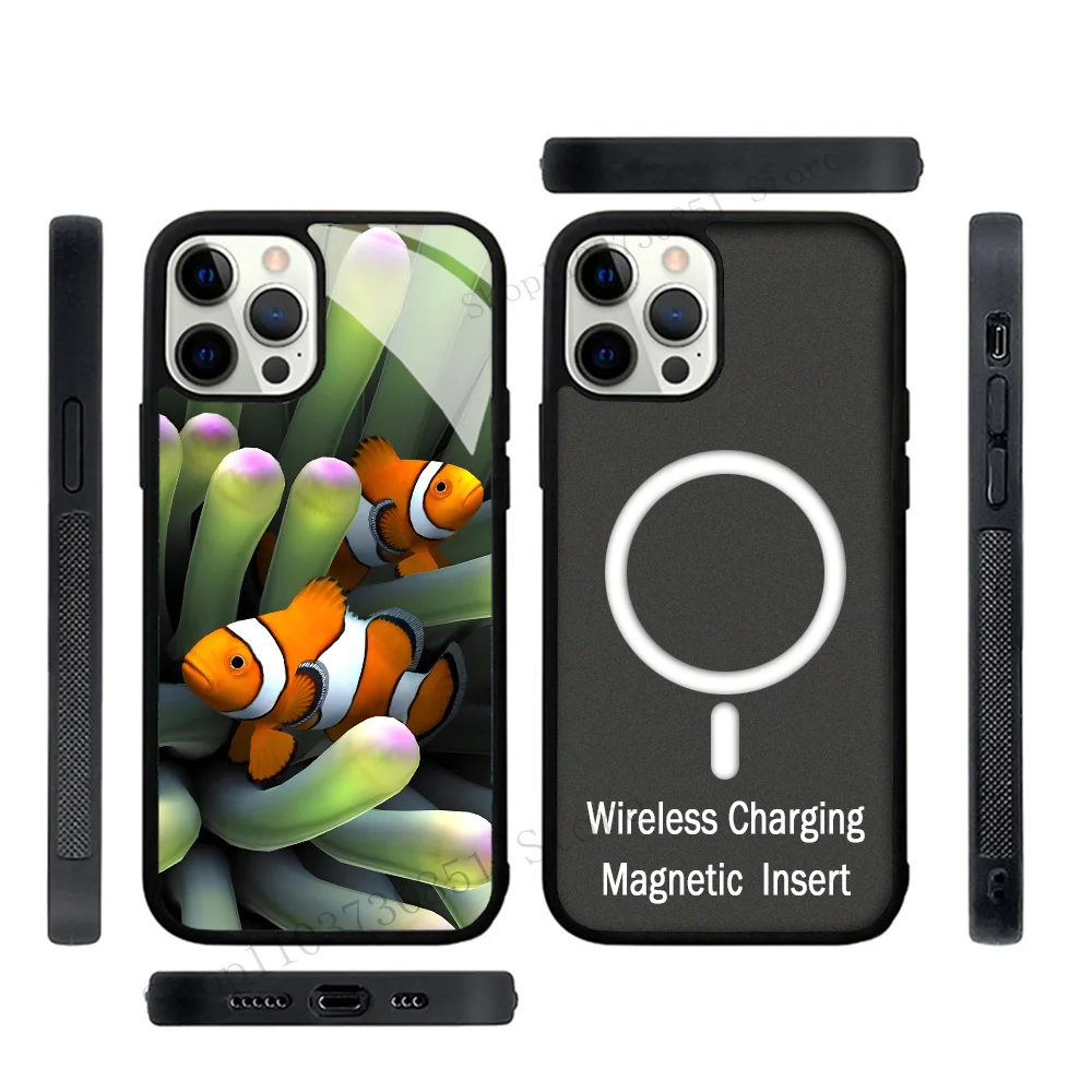 Fish Coral Phone Case Strong Magnetic For IPhone 15 14 13 Pro Max 11 12 Mini Alex Mirror For Magsafe