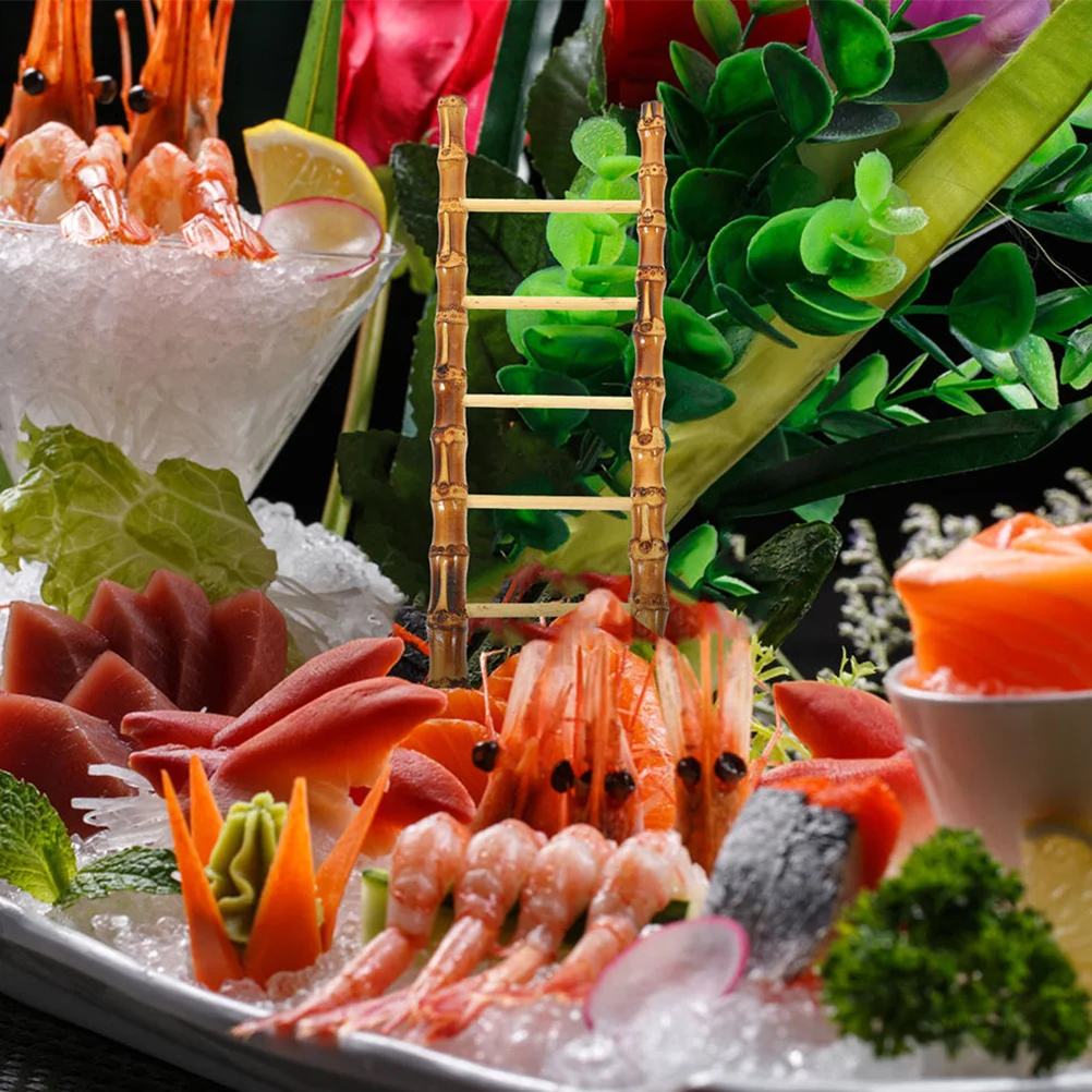 

2 pcs Bamboo Ladder Ornament Mini Sashimi Plate Decorative Serving Tray Japanese Cold Dish Display Restaurant Hotel Dining