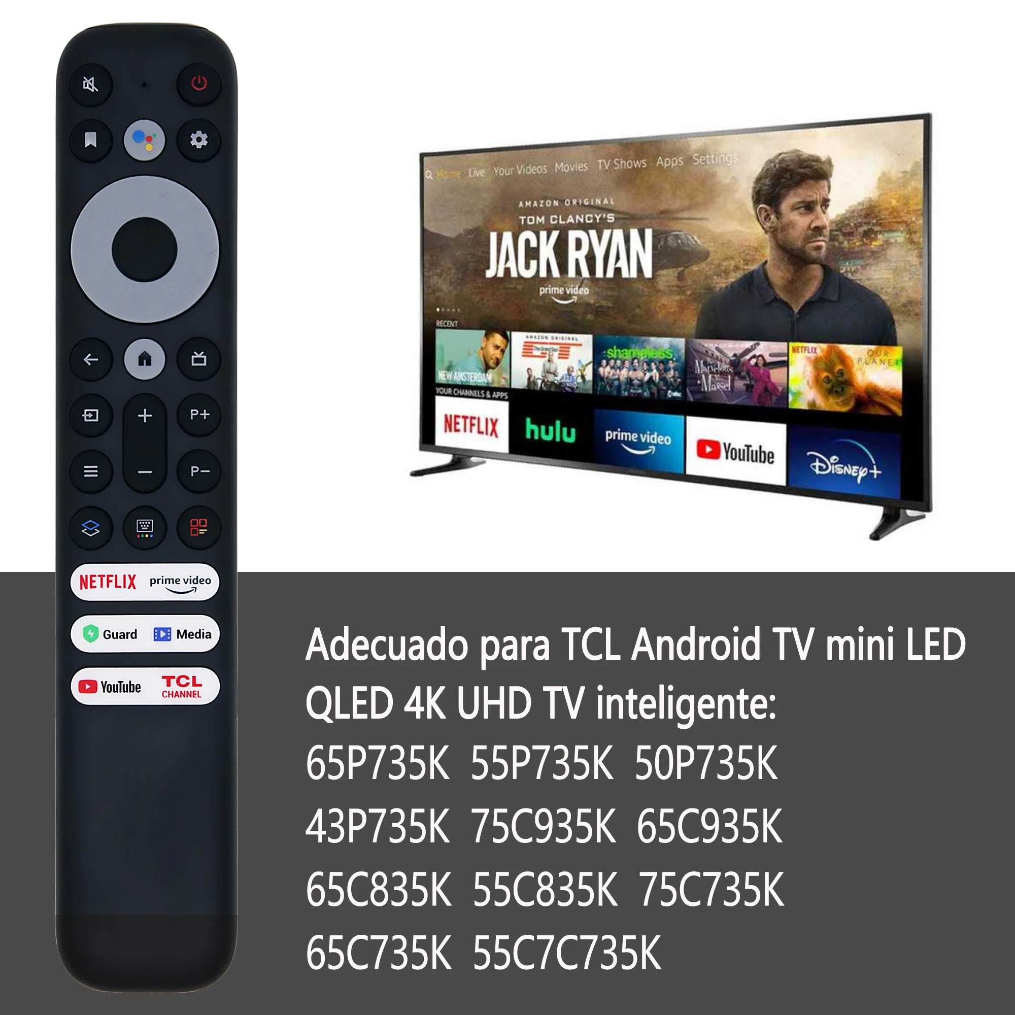 جهاز تحكم عن بعد بديل لأجهزة تلفزيون TCL ، RC902V ، 4K UHD ، QLED ، نماذج التلفزيون الذكي TCL ، متوافق مع TCL ، 4K