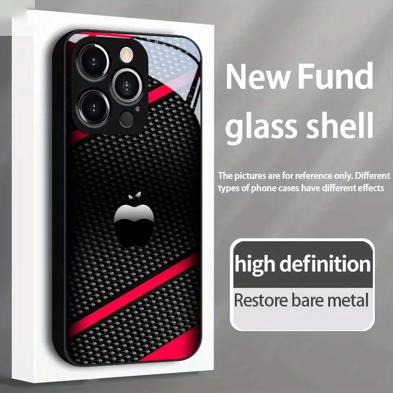 Czarne etui na telefon z włókna węglowego z wzorem Apple na iPhone 17 16 15 14 Pro Max 13 12 11 16E 17Air 7 8 Plus XR XS X Cover — zdjęcie produktu 4