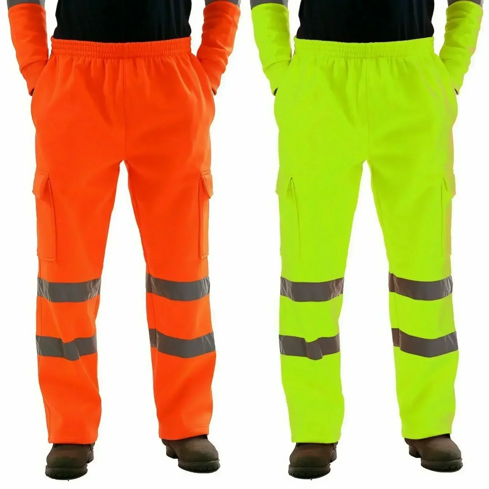 Mens Work Uniform Bottoms Safety Sweat Pants Striped Reflective Pants Loose Mens Jogging Trousers Joggers Patchwork Workwear