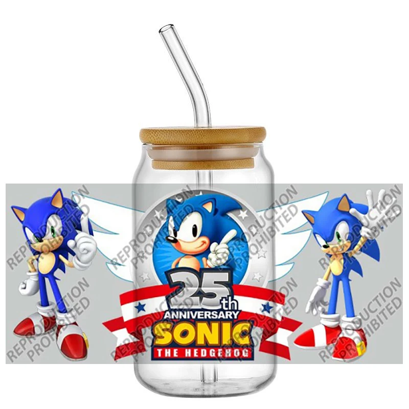 

New model Sonic the Hedgehog DIY Decals 3D Transfers Stickers 16oz UV DTF for Glasses cup Wraps Easy to Use
