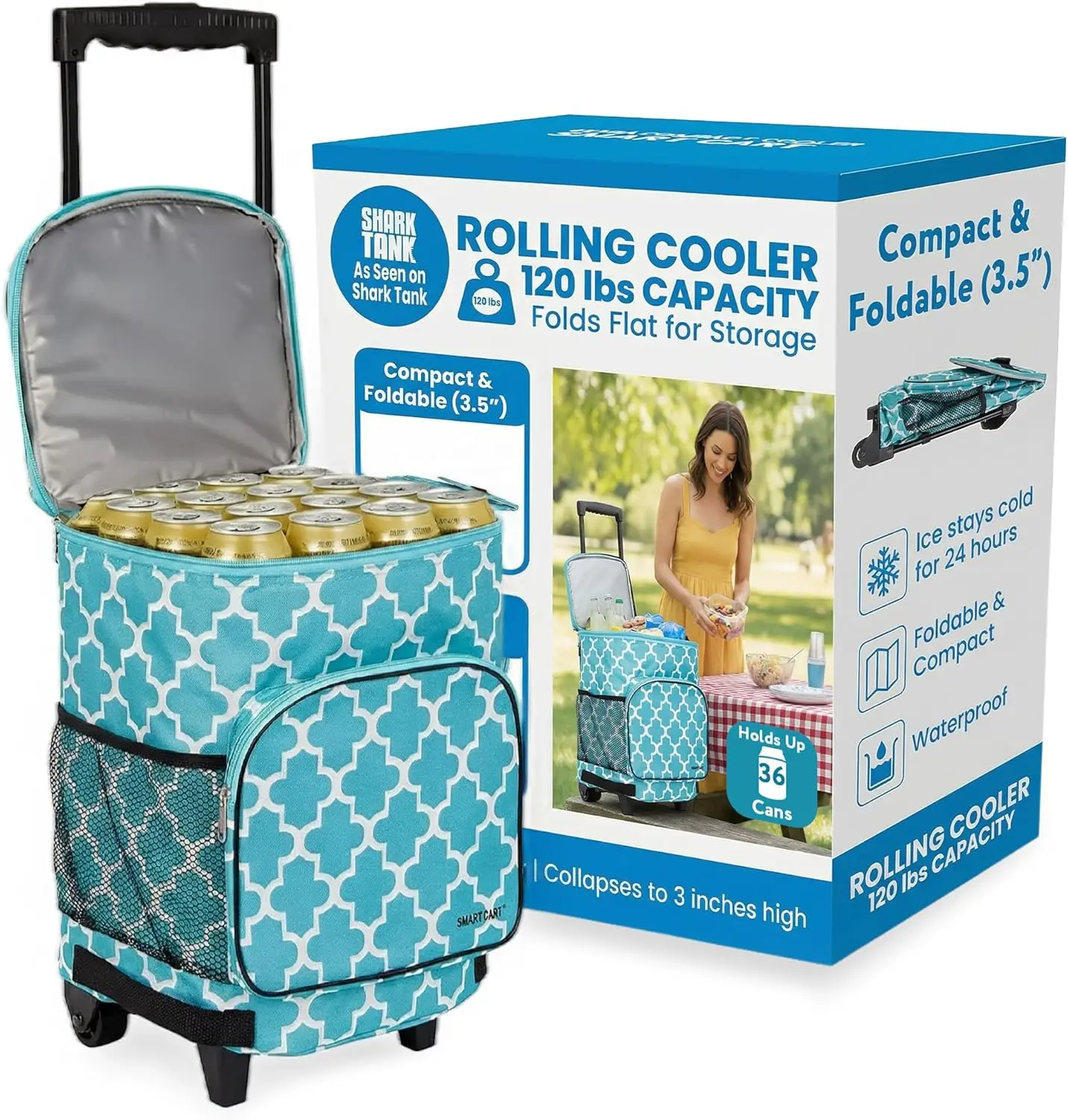 

Ультракомпактная складная тележка-холодильник с термоизоляцией, идеально подходит для пляжного барбекю и летних мероприятий на открытом воздухе