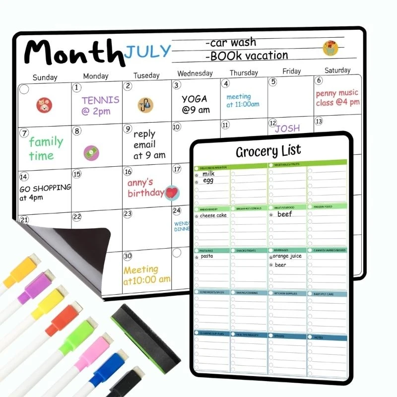 Magnetisches Whiteboard Monthly & Weekly Calendar Whiteboard für Kühlschränke A4WF