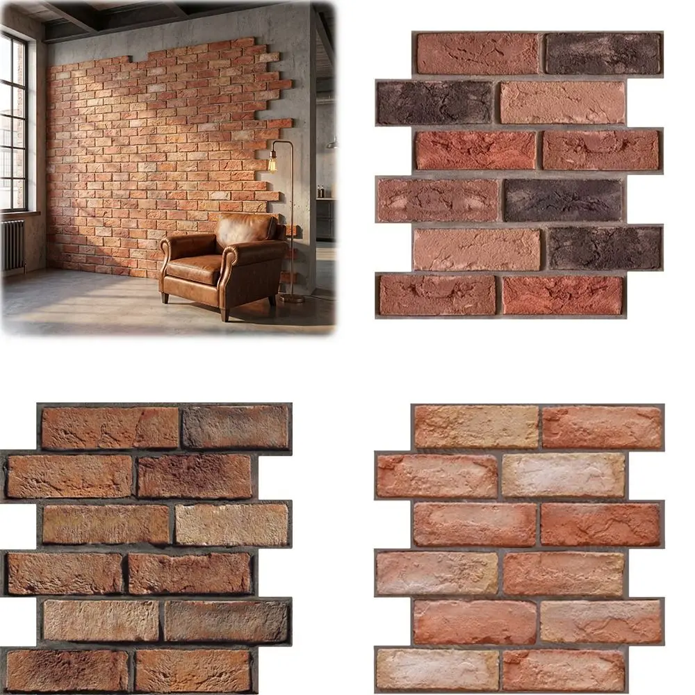Waterproof 3D Imitation Brick Wall Stickers Lightweight PVC Moisture-proof Self-Adhesive 3D Wall Panel Self-adhesive 30cmX30cm