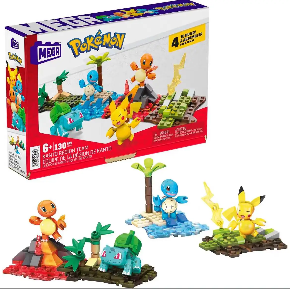 1 Set Pokemon Zusammengebaute Figuren-Bausteine Spielzeug Pikachu Squirtle Charmander Bulbasaur Spielzeug 2 Beutel mit 4 verschiedenen Pokemon-Stilen ohne Box