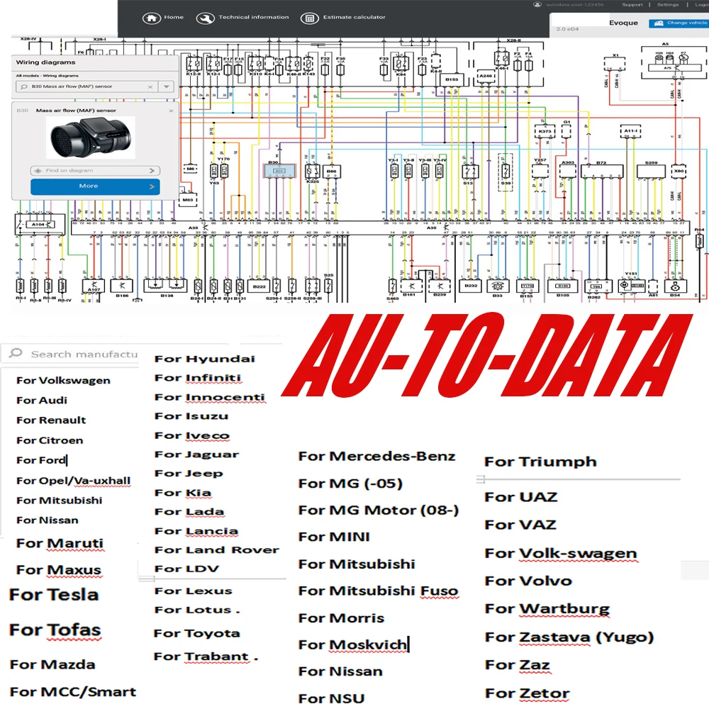 Alldata Auto Workshop Repair Database Software Wiring Diagram Timing Torque Maintenance Reset Data for European Asian Vehicles