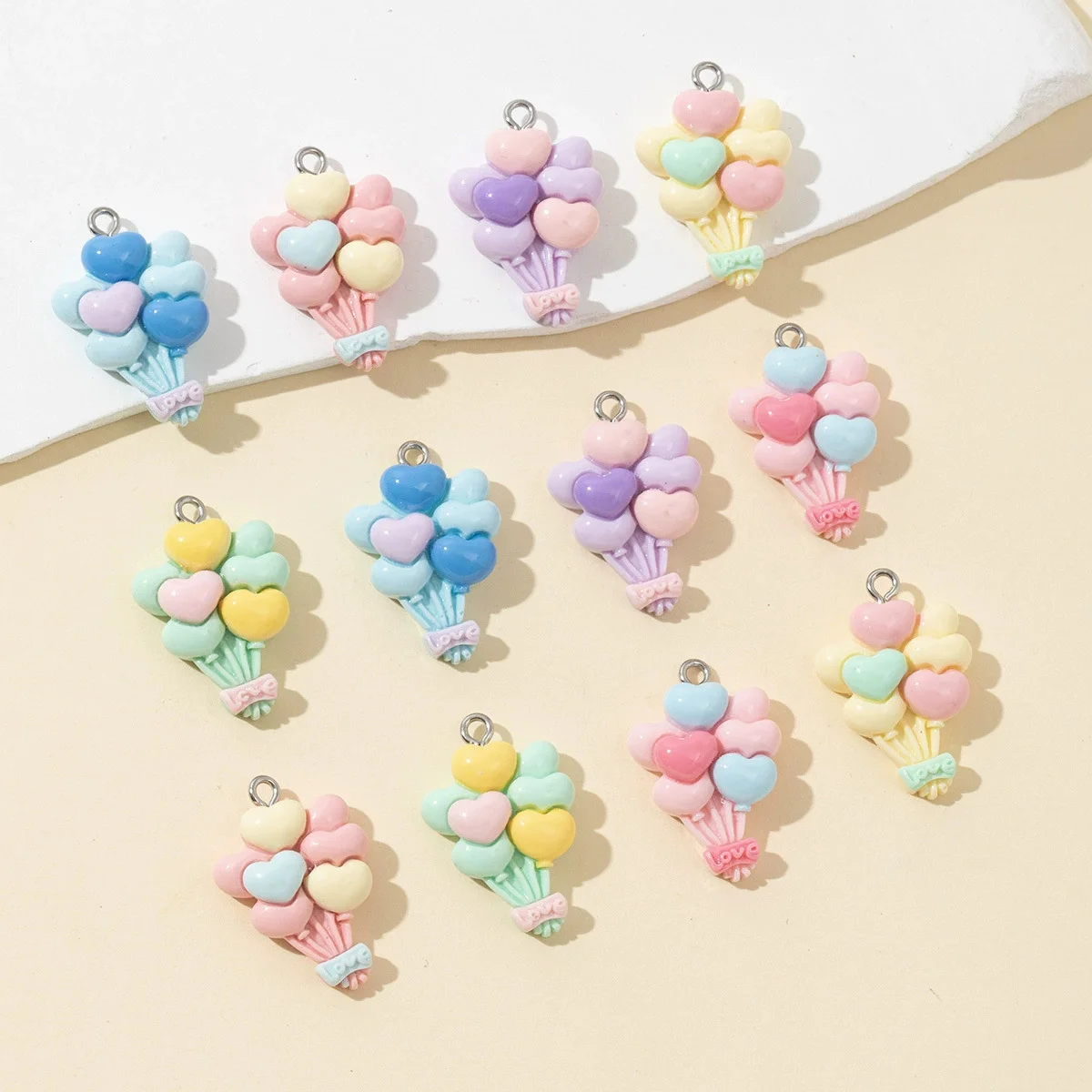 10PCS Cute Bright Multi Color Balloon DIY Cream Glue Homemade Phone Case Headwear Resin Jewelry Accessories