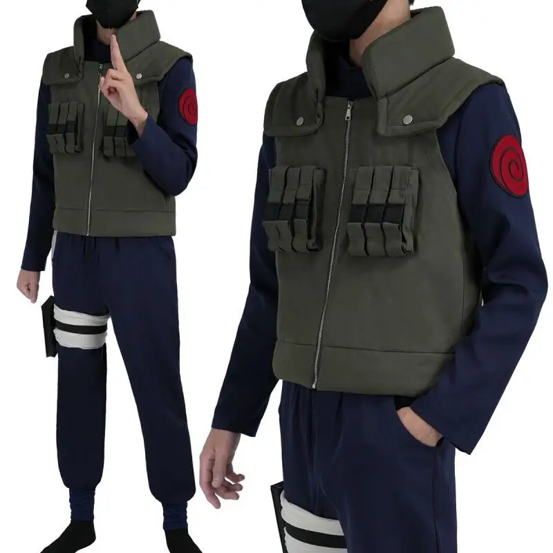 Naruto Hatake Kakashi Cosplay Anime Props Costume Top Pants Suit 6Pcs Cartoon Comic Show Fan Holiday Gift