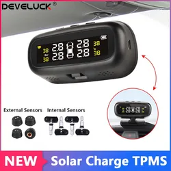 Solar TPMS Car Tire Pressure Alarm Monitor System Smart Display Intelligent Temperature Warning Fuel Save 4 Sensors Auto Type