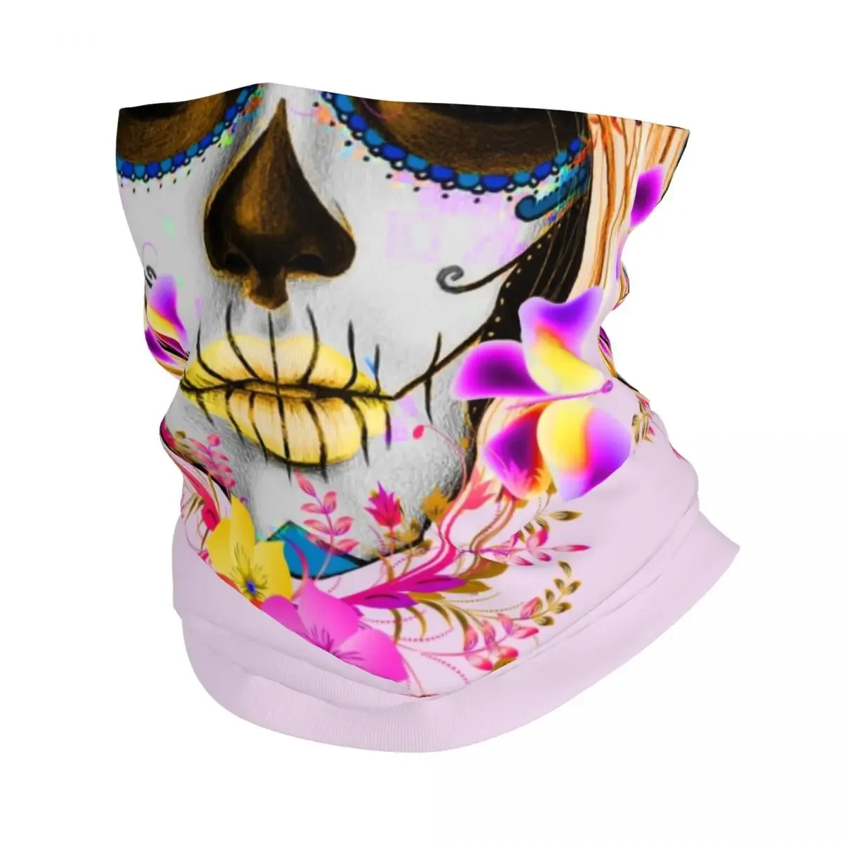 New Catrina Mexican Sugar Skull Lady Bandana Winter Neck Warmer Windproof Wrap Face Scarf for Hiking Day Of The Dead Gaiter Head