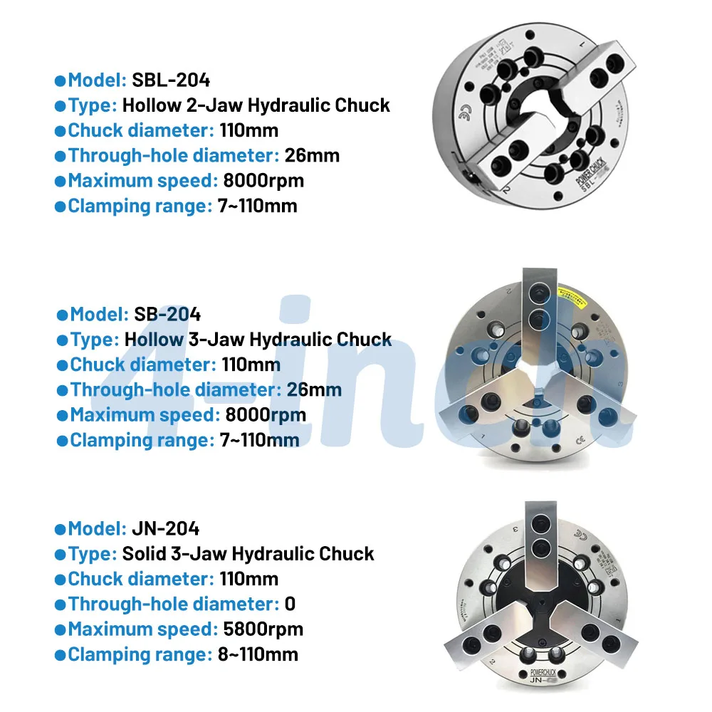 Mandrino idraulico 110mm 4 pollici Mandrino elettrico per olio cavo/solido ad alta velocità 4 \