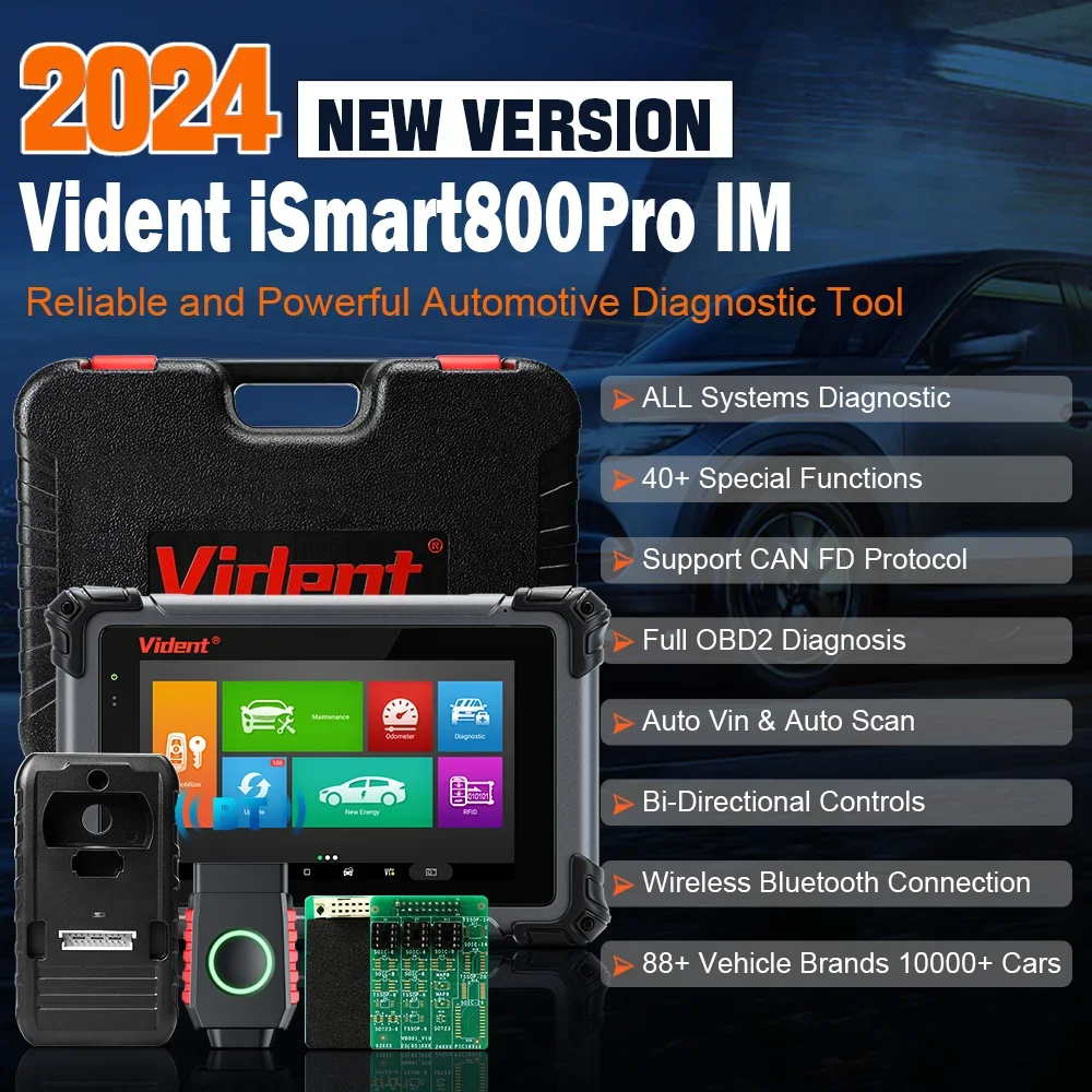 VIDENT iSmart800Pro IM Car Diagnostic Tools Bi-directionl Test ECU Coding Key Programming 42+Service Functions CANFD/DoIP