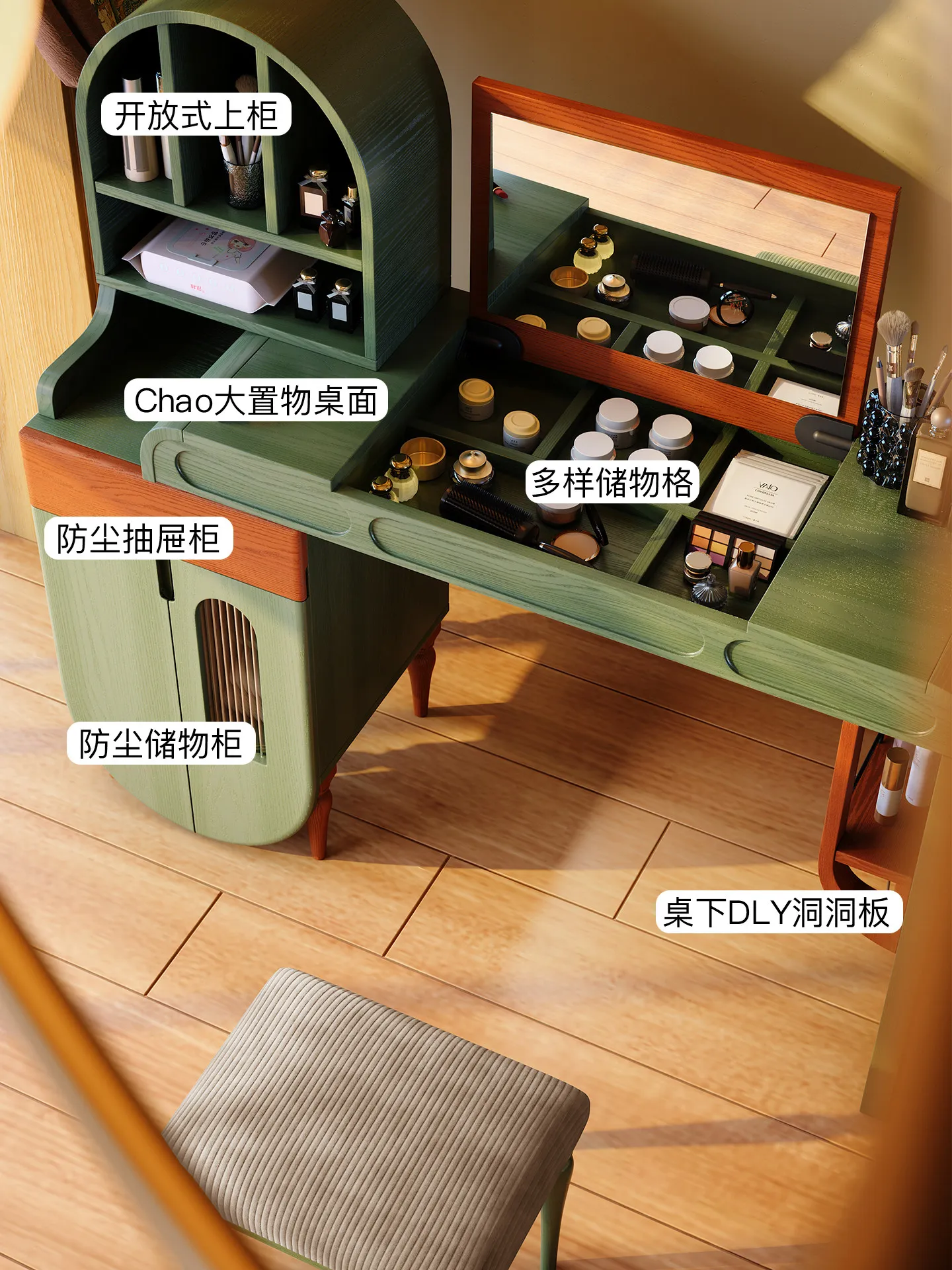Retro dresser, integrated chest, medieval retractable master bedroom, solid wood dresser
