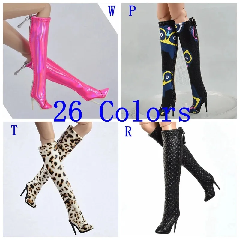 

1/6 Mini Toys Model Fashion Trendy Royalty ⅡFR2 FR6 Nuface Boots Shoes Long Tubes Mirror Matte Real Zipper For 12" Body Figure