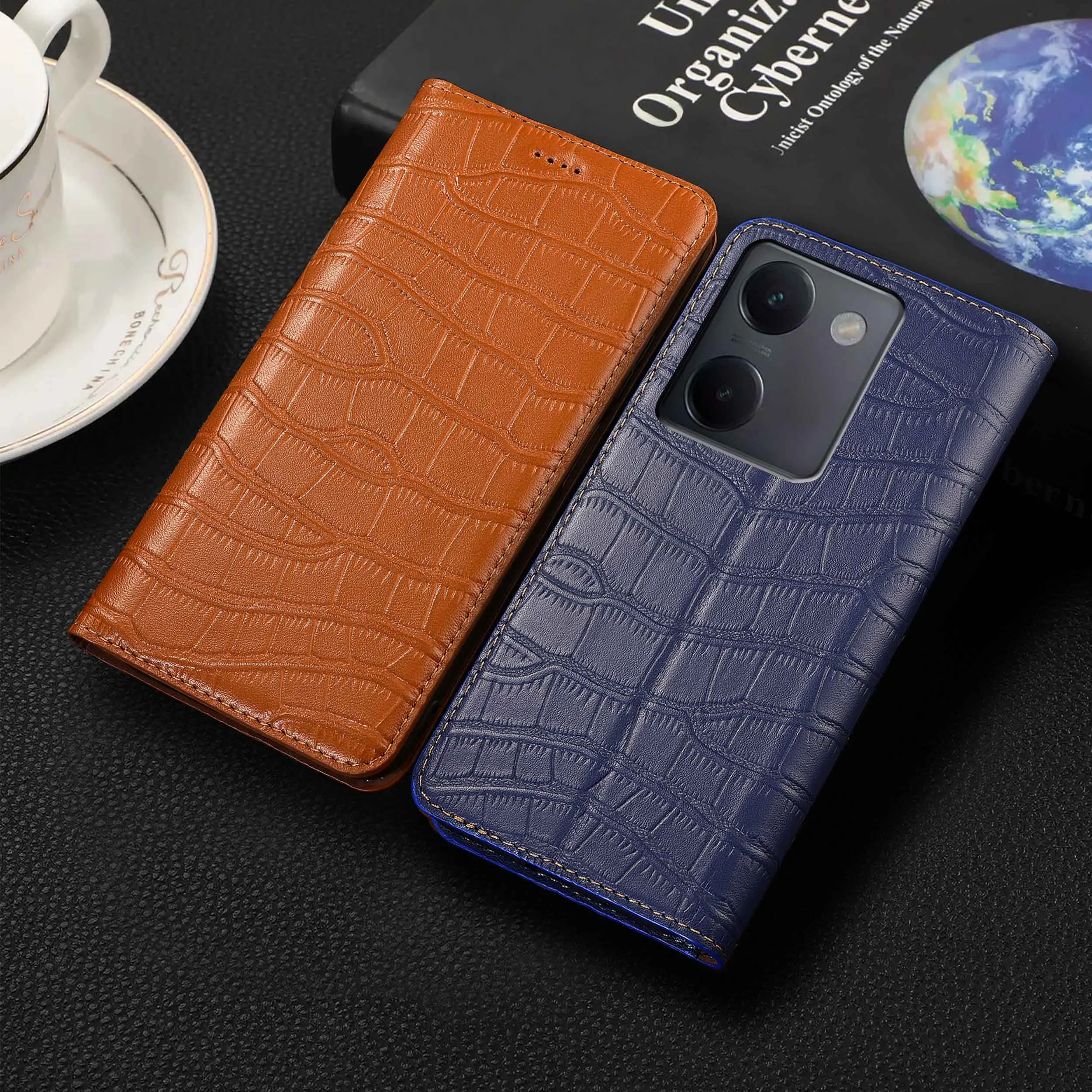 

Для Vivo Y100 Y100i Y100T Y78 Y78T Y77e Y77t крокодиловый живот узор из натуральной кожи флип-чехол для телефона из воловьей кожи с защитой от царапин