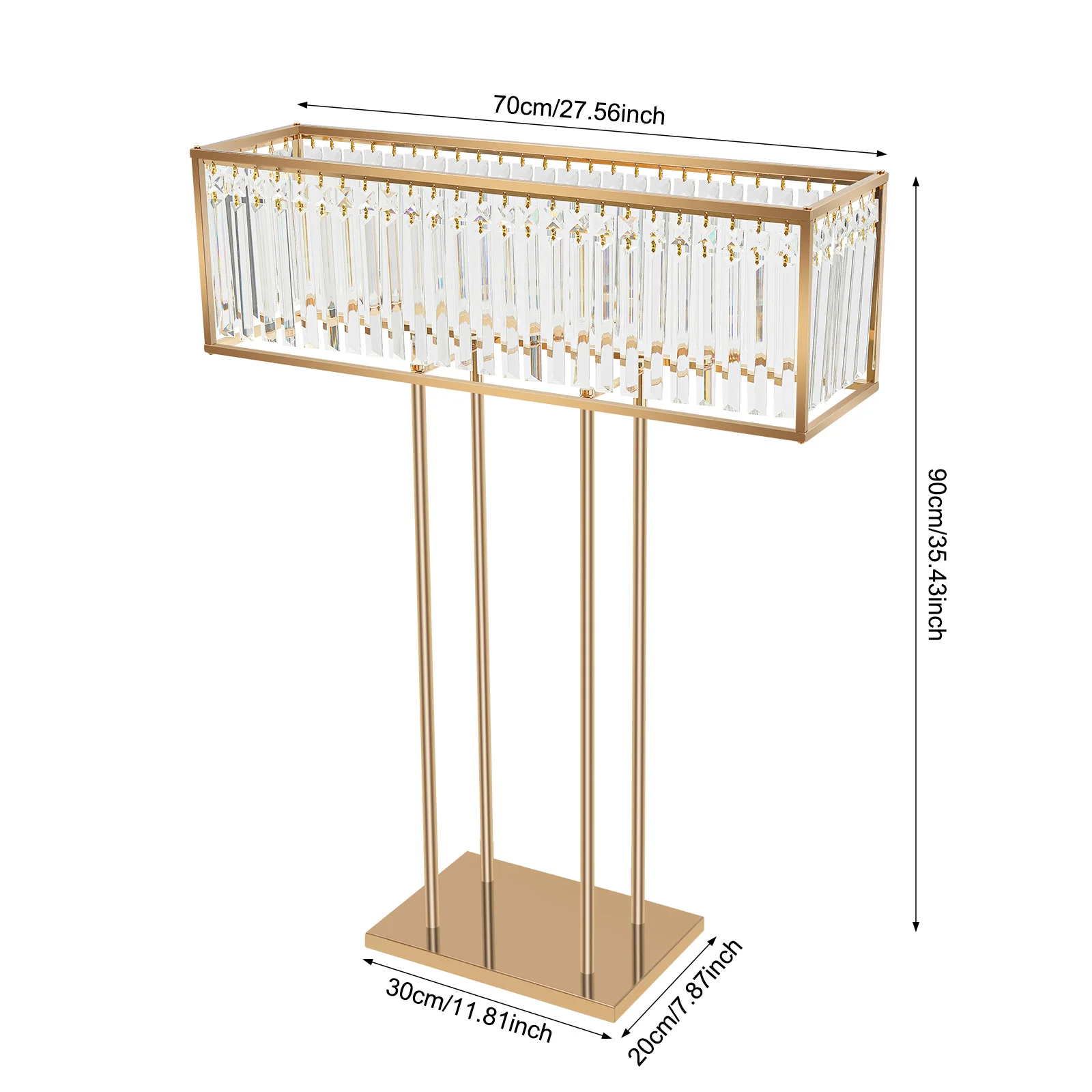 

Wedding Flower Stand, Wedding Crystal Flower Stand, Crystal Flower Stand 27.56*35.43 in Clear& Gold for Balcony, Celebration