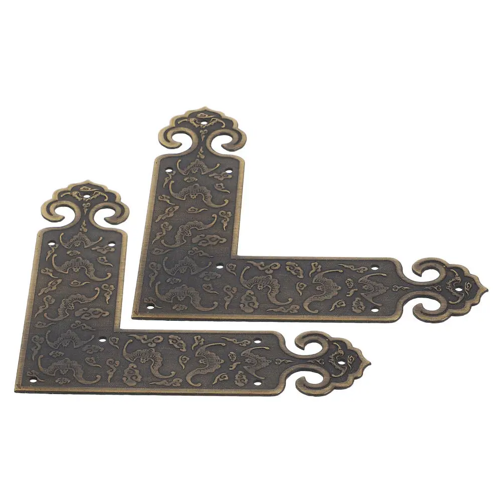 2Pcs Vintage Bat Flower Cabinet Corner Protectors L Shaped Furniture Protective Decorative Brass Corner