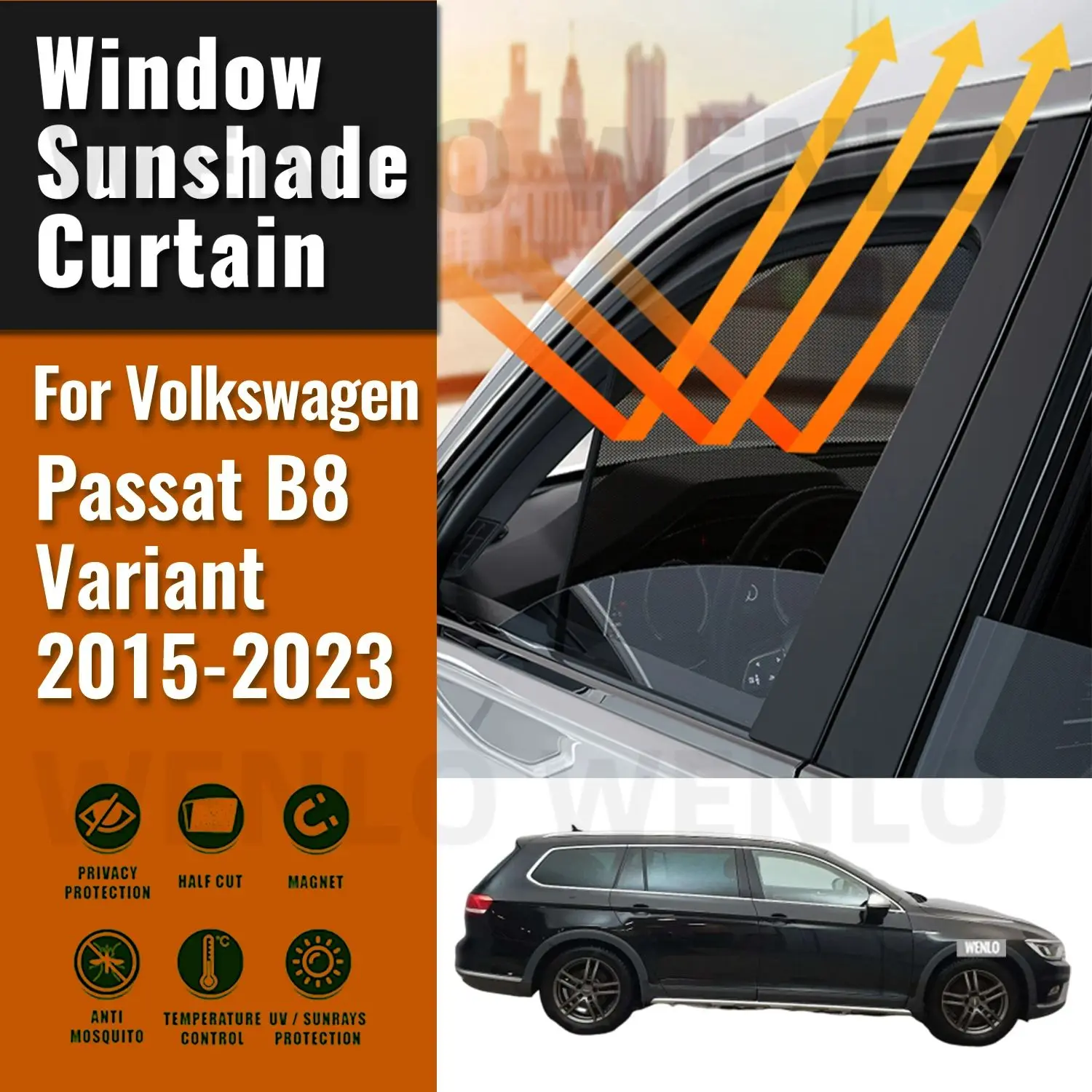 

For Volkswagen Passat B8 Wagon Variant 2015-2023 Car Sunshade Magnetic Front Windshield Curtain Rear Side Window Sun Shade Visor