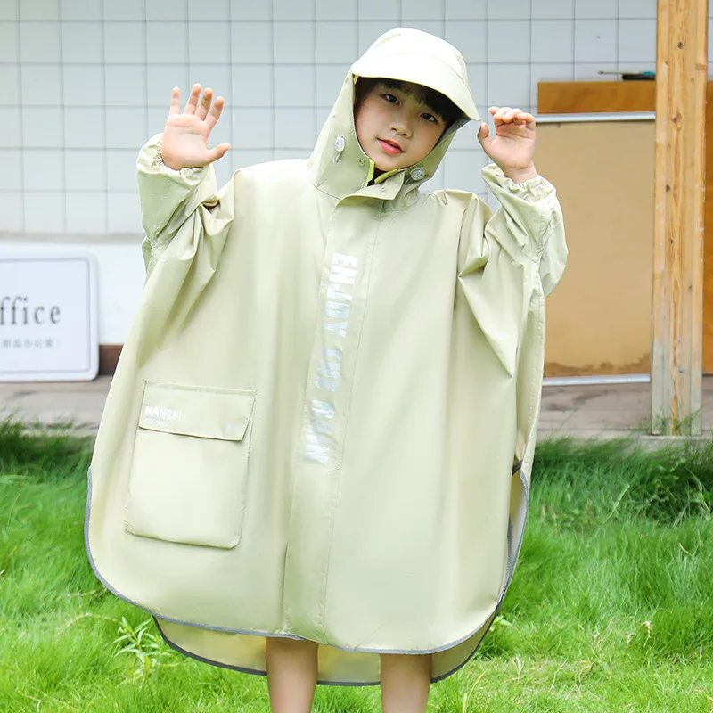 

100-165cm Impermeab Raincoat For Kids Boys Girl Waterproof Students Rain Coat Cover Poncho Trench Backpack Raingear 3 6 12 Years