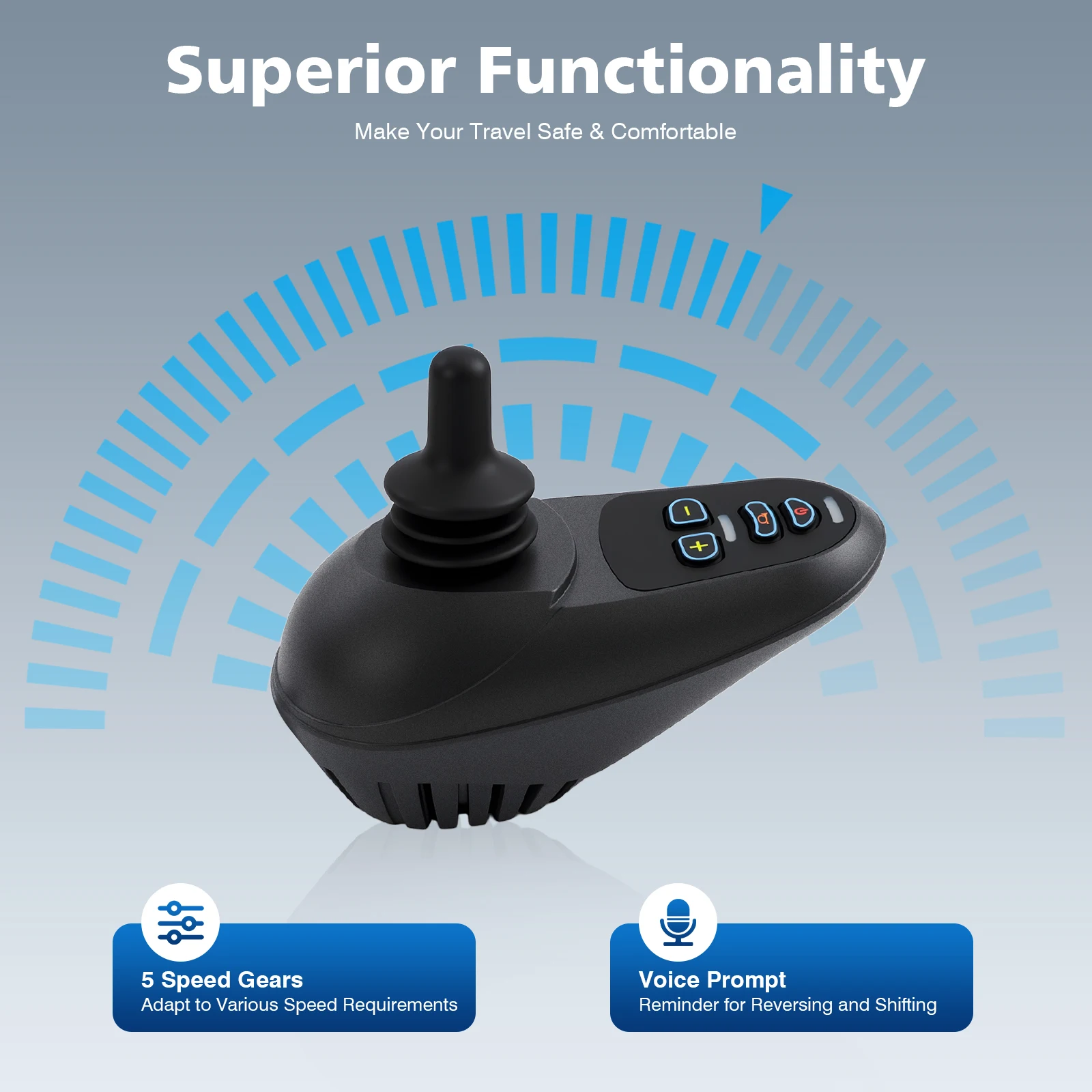 

50A профессиональный электрический джойстик для инвалидной коляски, контроллер 24 В постоянного тока, IPX3, водонепроницаемый уровень, 5 передач, регулируемый контроллер для инвалидной коляски