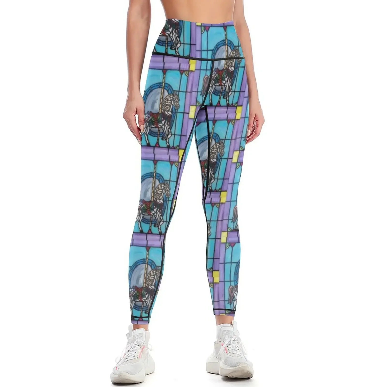 

Stained Glass Carousel Horse Leggings Women's push up sports shirts gym Jogger pants gym womans Womens Leggings