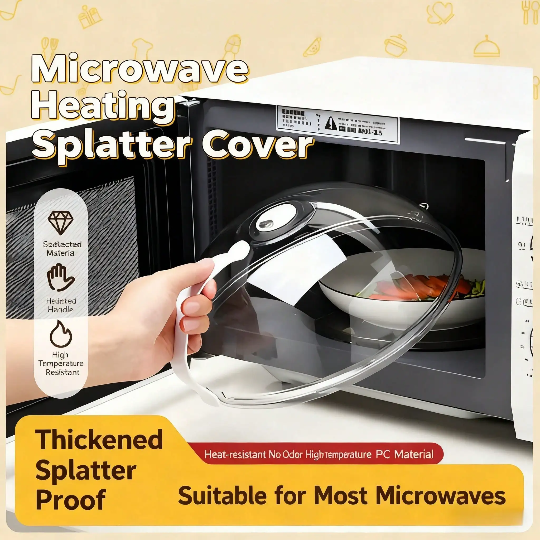 Transparent Waterproof Microwave Food Cover - Oil-Proof & Splash-Proof Special Cover For Microwave Heating, With Steam Vents, Microwave Tray/Bowl Cover, Easy To Grip. Suitable For Microwaves And Kitchen Use.