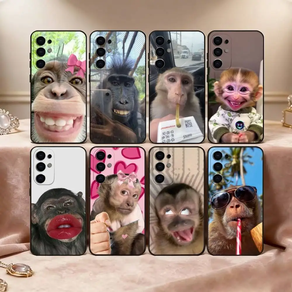 

C-Cute F-Funny Monkey Phone Case For Samsung S25,S24,S21,S22,S23,S30,Ultra,S20,Plus,Fe,Lite,Note,10,Black Cover