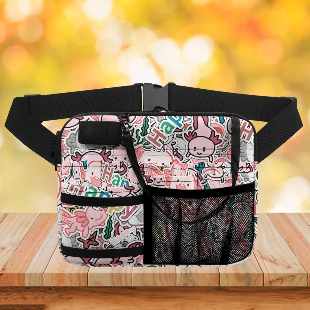 

Kawaii Axolotl Printed Nurse Package Emergency Adjust Strap Waist Bags for Women Belt Organizer Storage Zip riñoneras Para Mujer