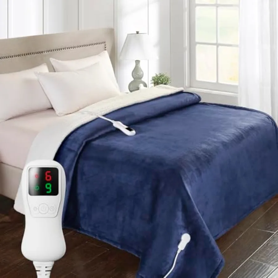 

Электрическое одеяло с подогревом, полноразмерное, супермягкое, уютное, улучшенное фланнелевое одеяло с 9 уровнями нагрева и временем работы от 1 до 9 часов