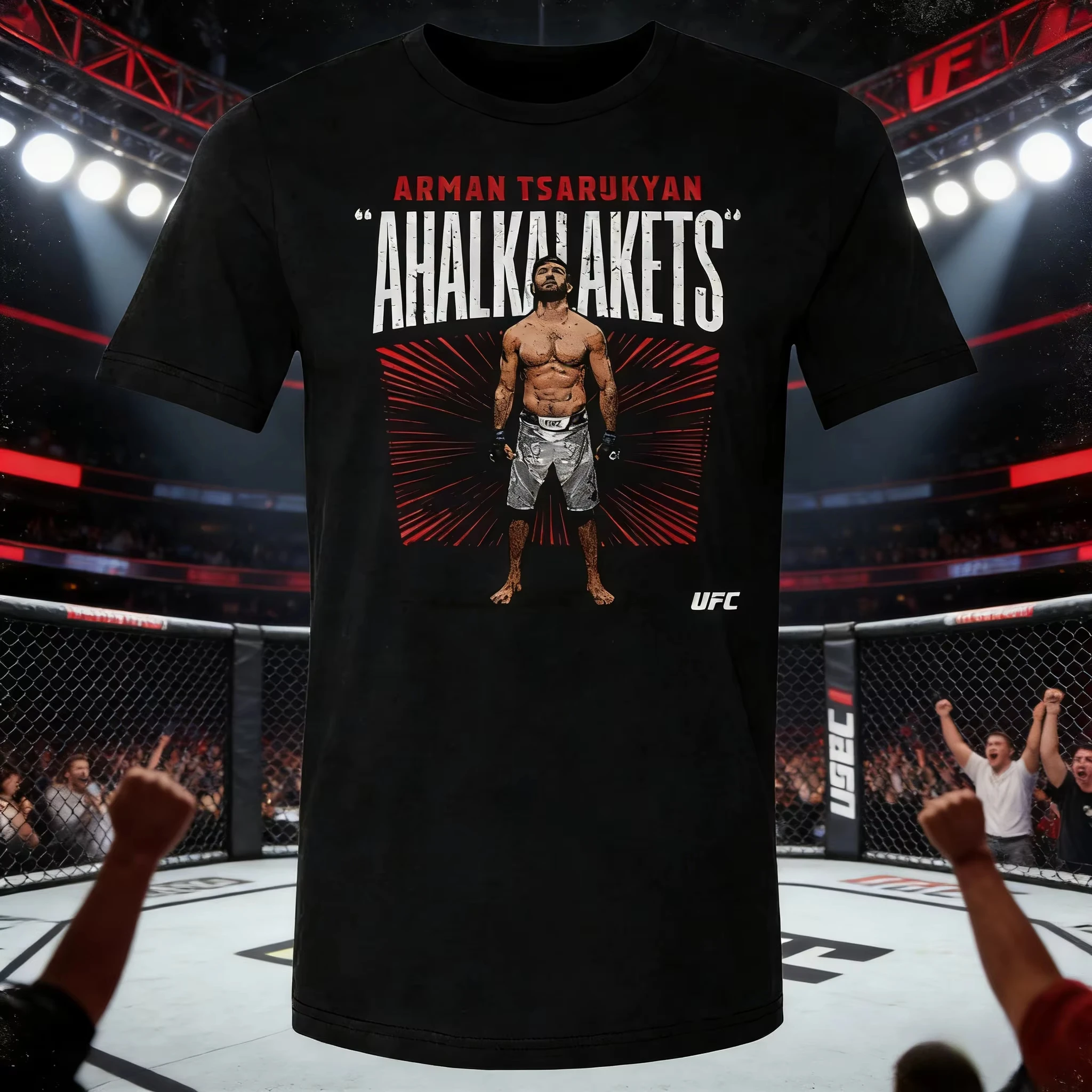 

2026 new Summer UFC Arman Tsarukyan Fighting Graphic T-shirt Women Sports Cotton Short Sleeve Loose Leisure Fitness Shirt Unisex