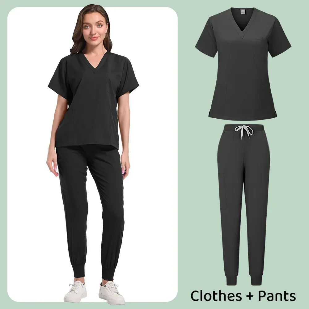 

Unisex Uniform Set Men Nursing Clothes Women Beauty Costume Doctor Nurse Scrub Suit Dentist Workwear Tops Pants