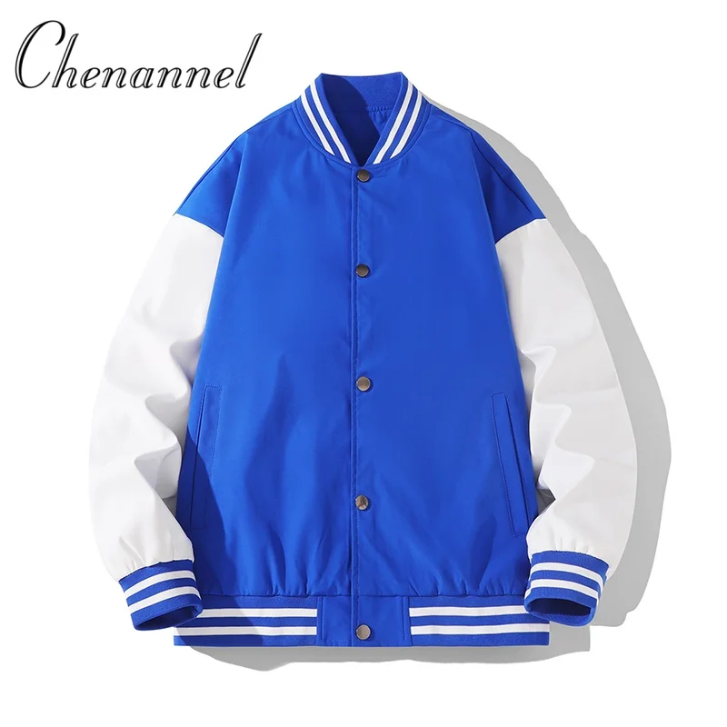 American retro color blocking baseball jacket jacket men's spring and autumn casual top men's trendy couple casual jacket