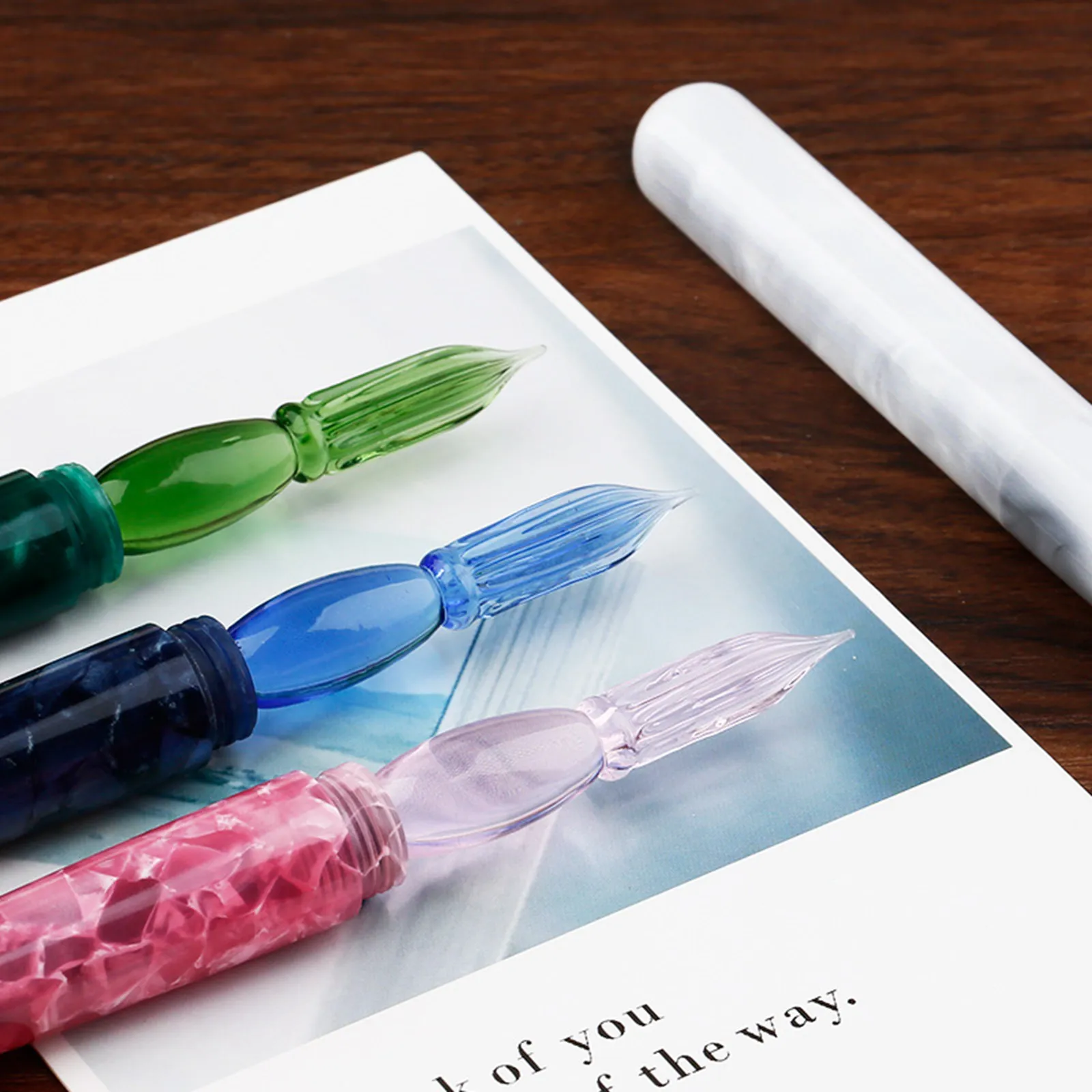 MAJOHN N10 Glass Dip Pen Resin Barrel 0.6~0.8mm Glass Nib Writing school students Drawing Gifts pens green blue pink image 3