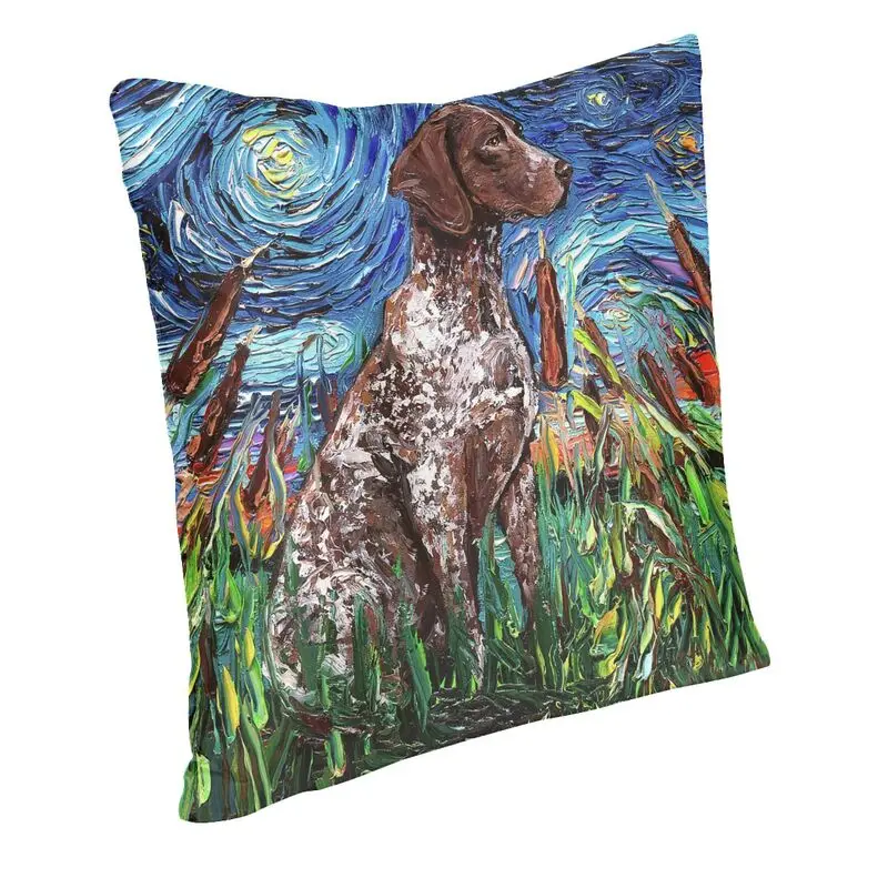 Starry Night German Shorthair Pointer Cushion Covers 60x60cm  Pet Dog Throw Pillow Case for Sofa Square Pillowcase Decoration