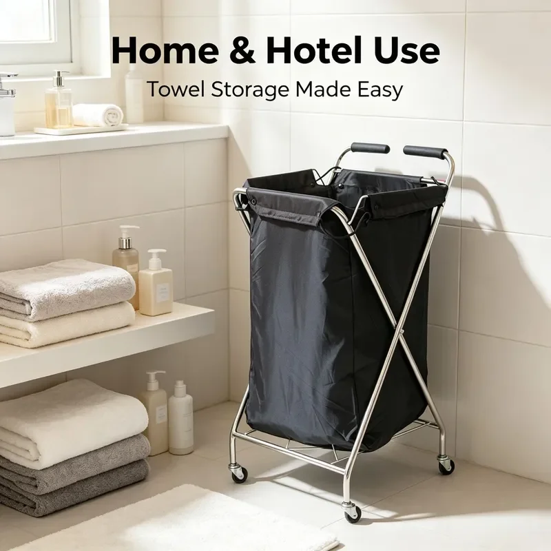 Mobile Towel Storage Cart for Beauty Salon and Hotel Gym Organizer Rack with Bucket Holder Multi Layer Utility Trolley for