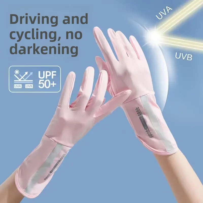 

Sunscreen, UV protection, non-slip thin sunshade ice silk breathable gloves for driving in summer