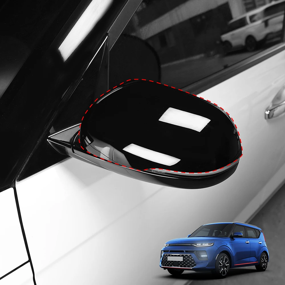 For Kia Soul 2020-2025 GT Version Bright Black Side Door ABS Rearview Mirror Cover Trim Car Exterior Parts Rearview Mirror Shell