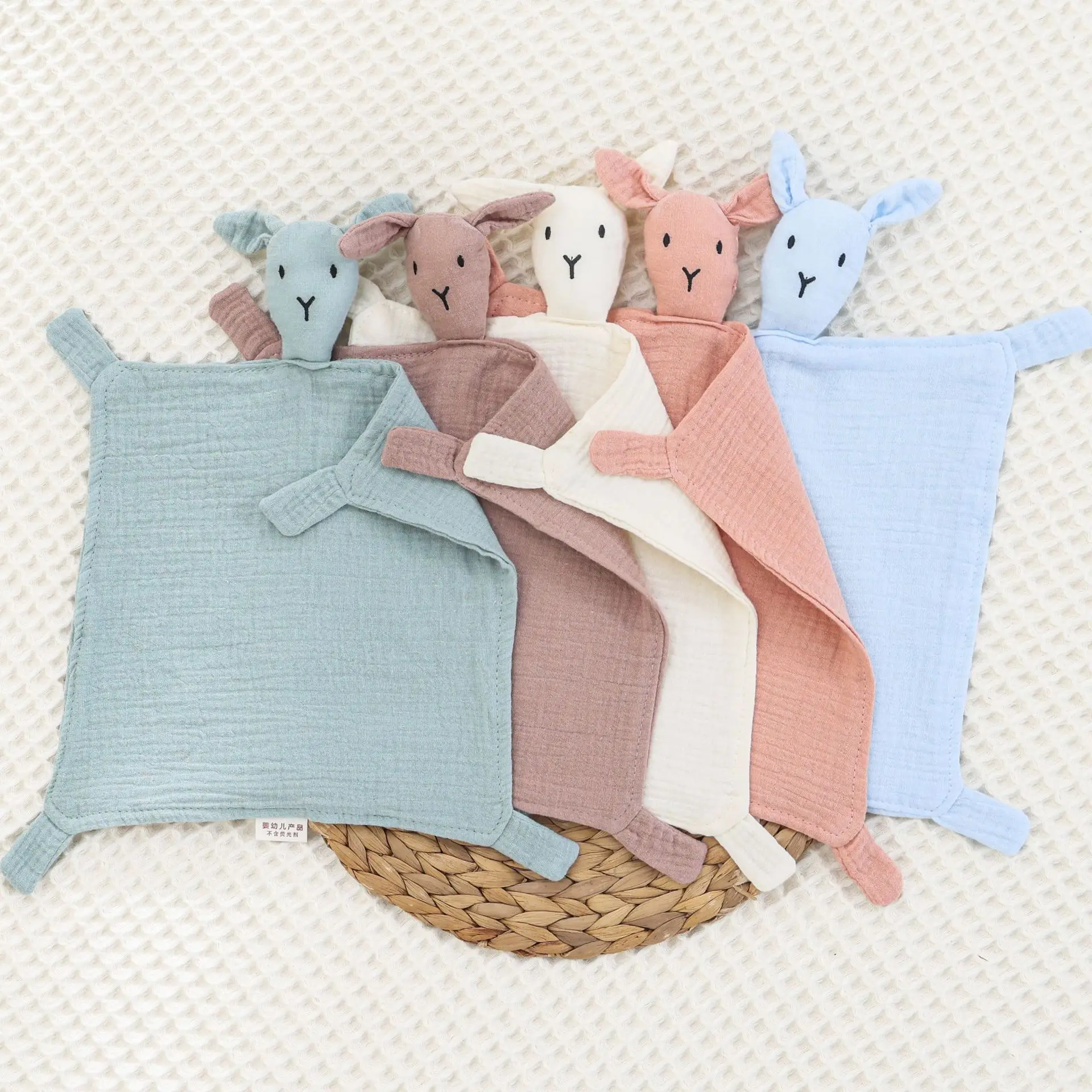 30 * 30CM Baby Sleeping Doll Rabbit Soothing Handkerchief Baby Cotton Yarn Cloth Soothing Towel Crepe Cloth Soothing Toy