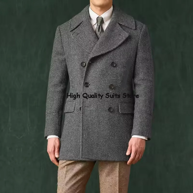 Men's Herringbone Jacket Mens Jackets for Man Luxury Blazers Woolen New in Jackets Suit Male Elegant Mens Coats Coat Suits & Top