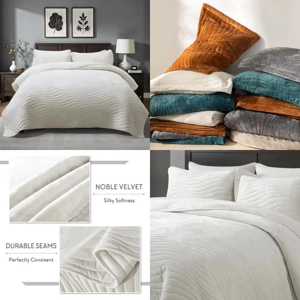 

Luxurious King-Sized Velvet Quilt Set, Soft and Lightweight Bedding Ensemble, Oversized Velvet Bedspread