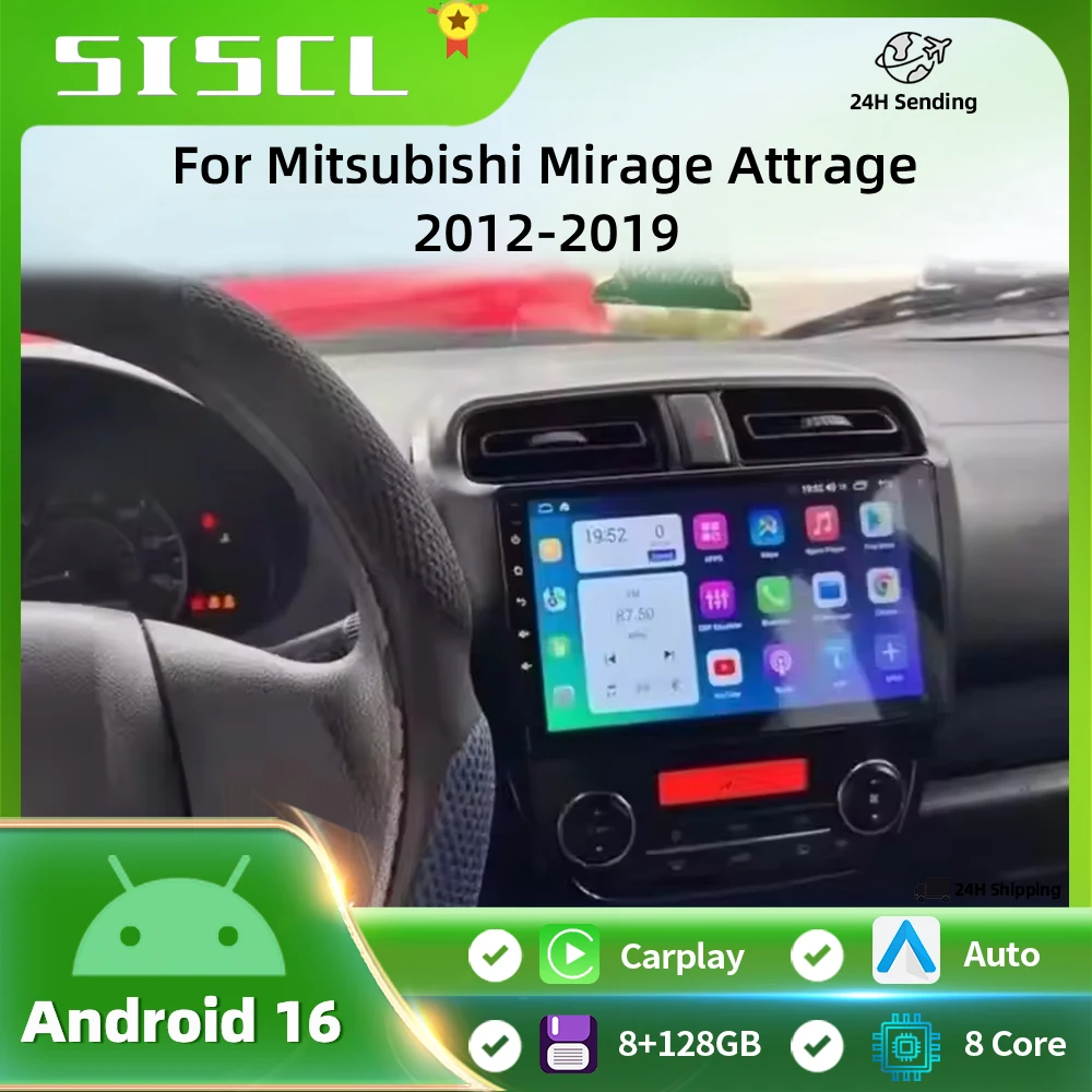 

Автомагнитола Android 16 9 дюймов для Mitsubishi Mirage Attrage 2012-2018 2019, Space Star 2014, навигационная стереосистема, мультимедийный экран для тюнинга
