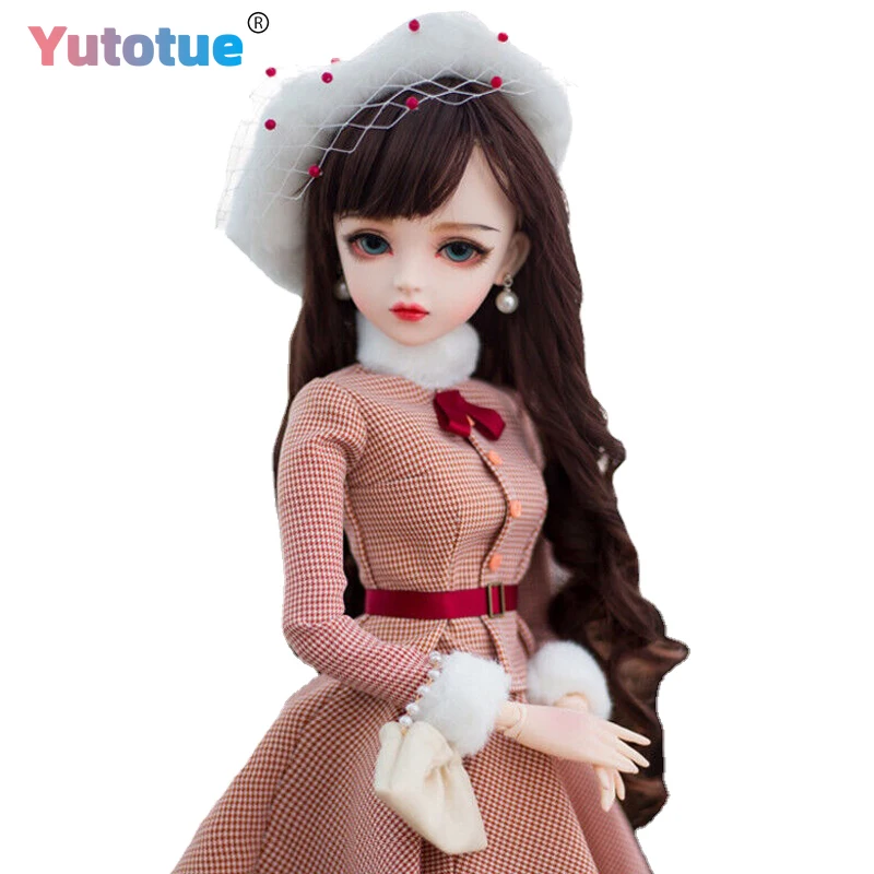 YUTOTUE 24 inch Height Female Doll Blue Eyes Handpainted Makeup Face Removable Elegant Outfits BJD Toy