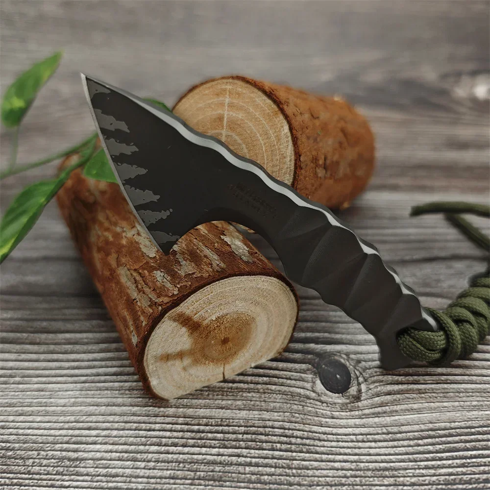 Full‑Tang Mini Fixed Blade Knife, High‑Hardness All‑Steel EDC Outdoor Camping Knife with Cowhide Sheath Ideal Gift for Men