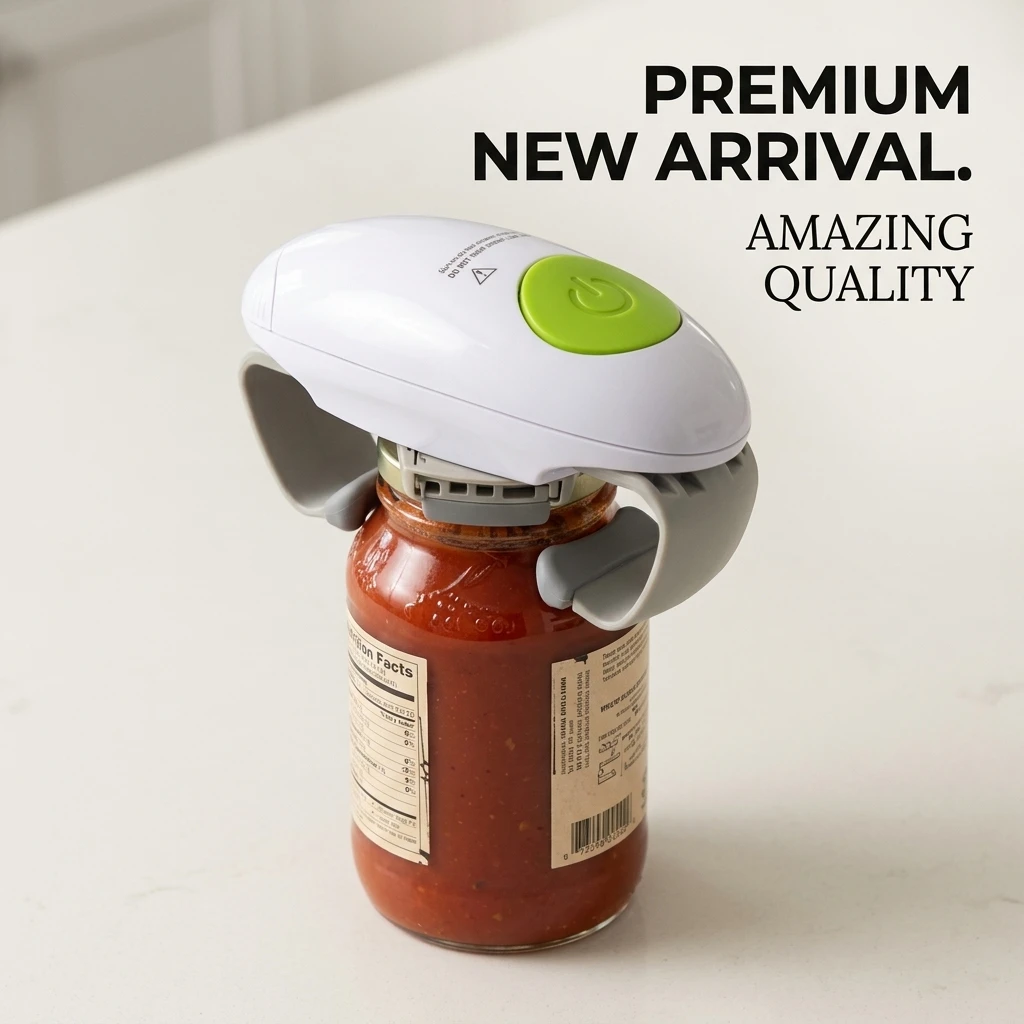 Electric Jar Opener Automatic Hands-Free Glass Lid Opener Kitchen Gadget for Arthritis and Weak Hands