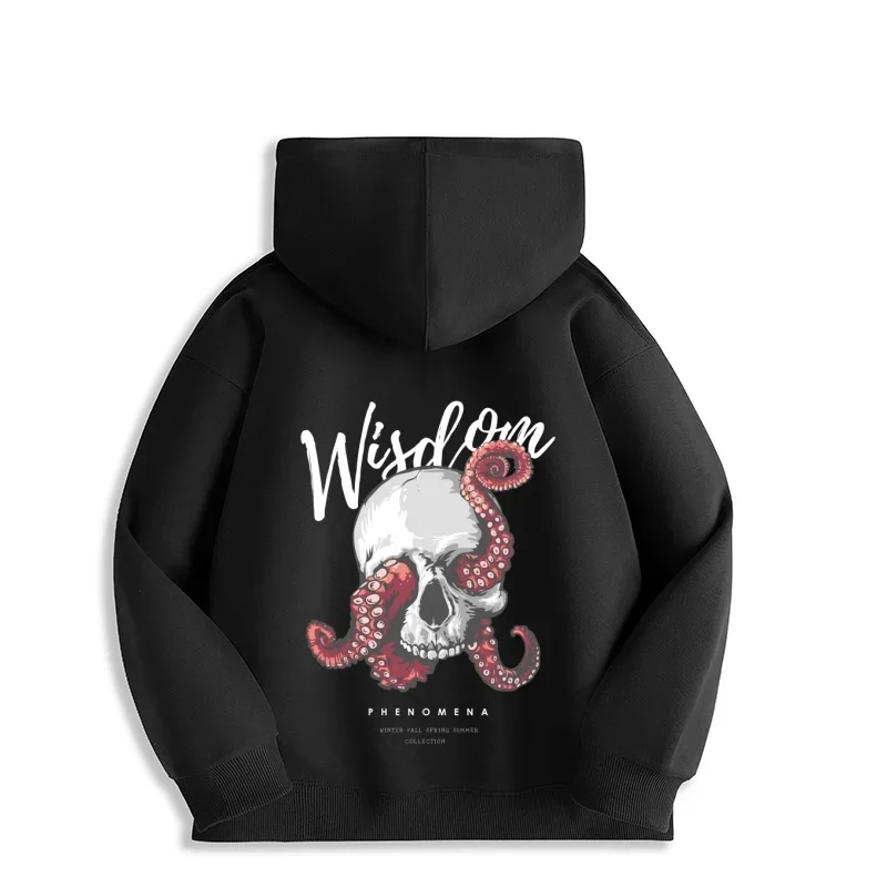 Hoodie Skull Octopus Design Streetwear Graphic Hoodie Wisdom Phenomena Comfortable Fabric Y2K Trendy Casual Hoodie Fashionable