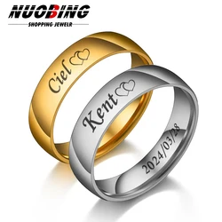 6mm Stainless Steel Smooth And Comfortable To Wear Personalized Engagement Ring For Men And Women Anniversary Family Gift